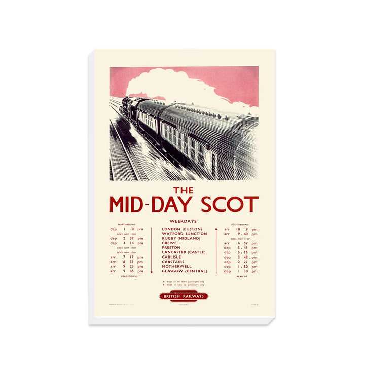 The Mid-Day Scot - British Railways Timetable - Canvas