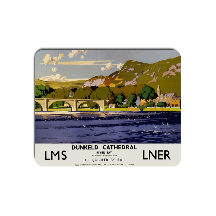 Dunkeld Cathedral on the river tay - Quicker by rail LNER - Mouse Mat