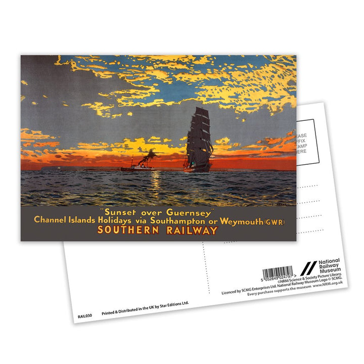 Sunset over Guernsey - Southern Railway Postcard Pack of 8