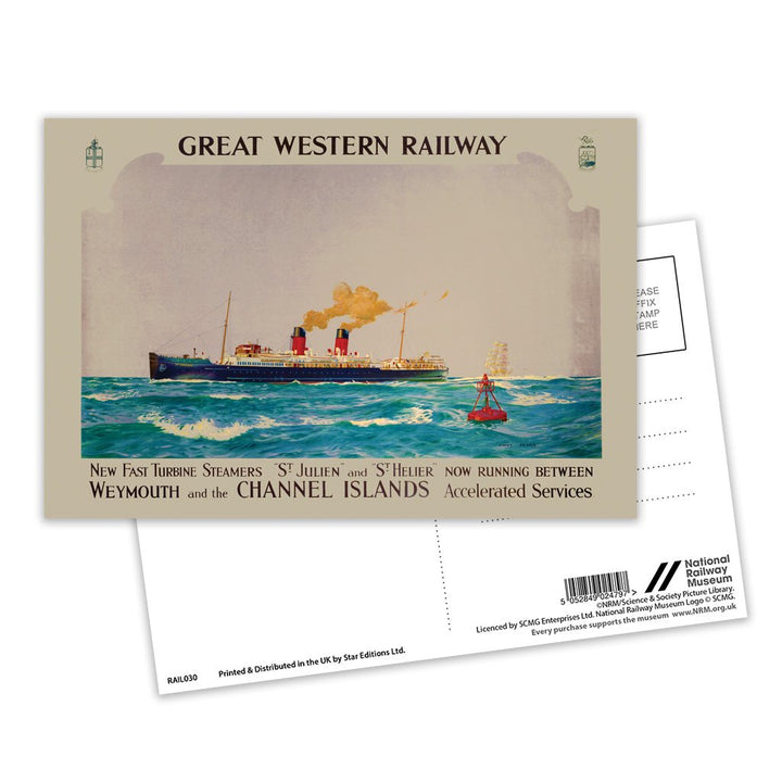 St Julien and St Helier fast turbine steamers - Great western railway Postcard Pack of 8
