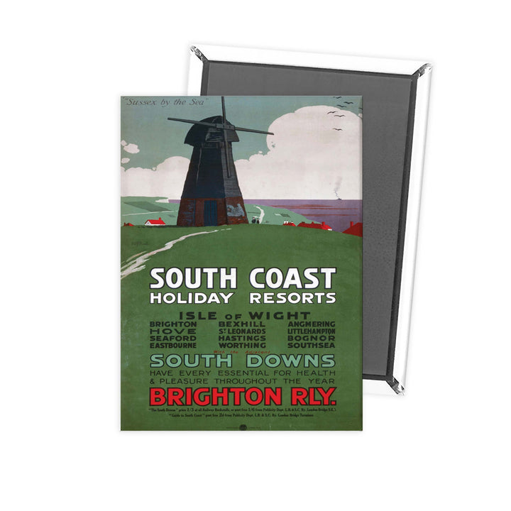 South Coast Holiday Resorts - South Downs By Brighton railway Fridge Magnet