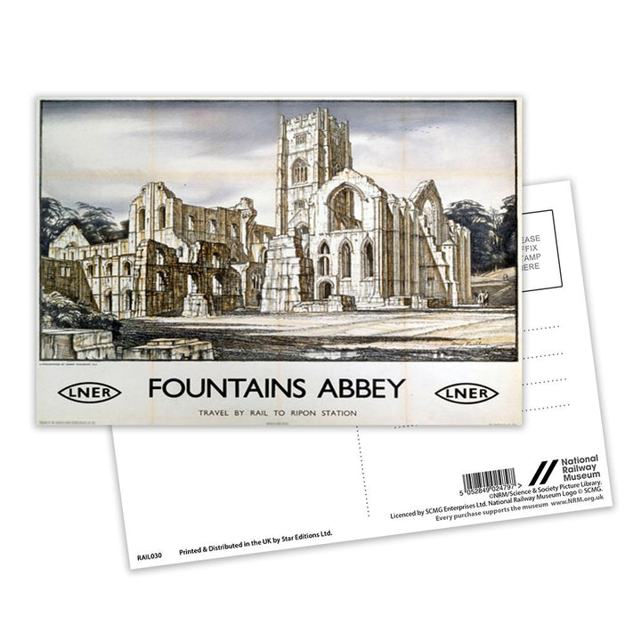 Fountains Abbey - Travel By Rail Postcard Pack of 8