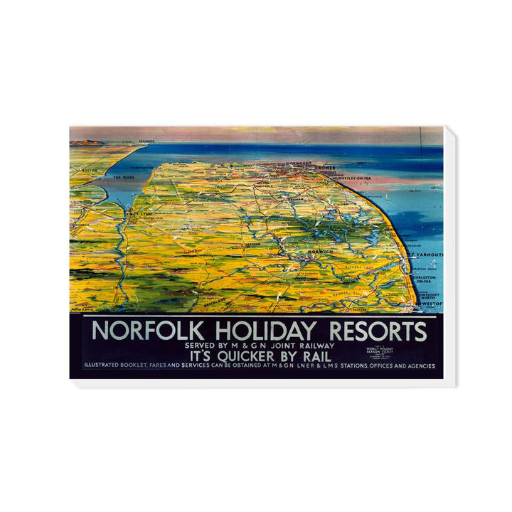 Norfolk Holiday Resorts Map - Canvas