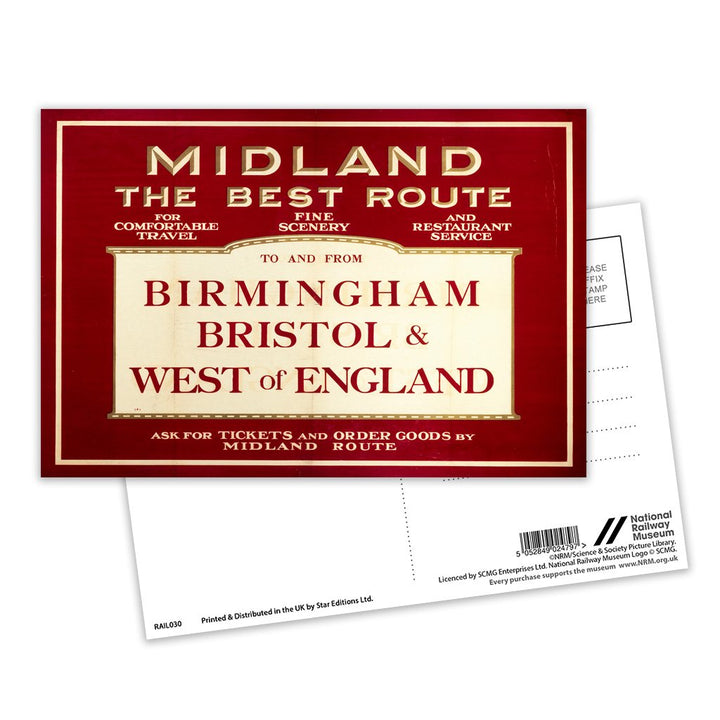 Midland - Birmingham, Bristol and West of England Postcard Pack of 8