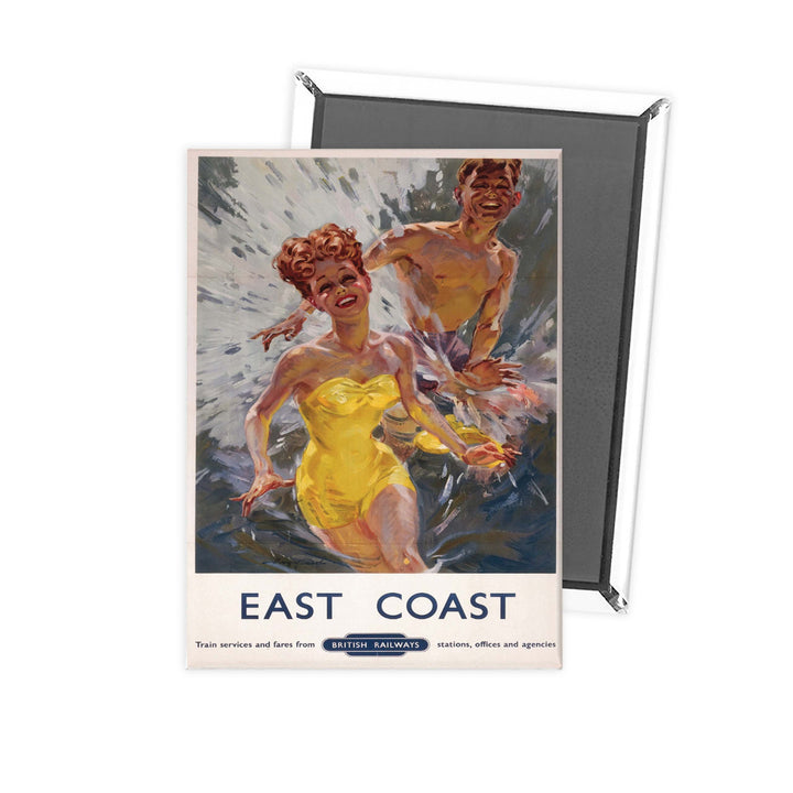East Coast - Water fight in swimsuits by british railways Fridge Magnet