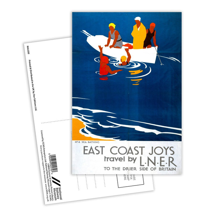 East Coast Joys - No 4 Sea Bathing Postcard Pack of 8
