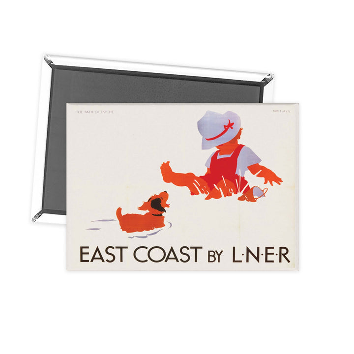 East coast - Dog bark child in water Fridge Magnet