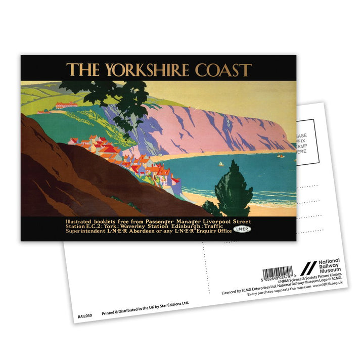 Yorkshire Coast - Hillside town on the coast Postcard Pack of 8