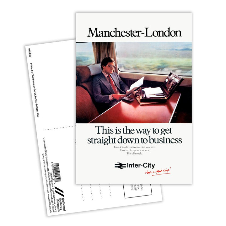 Manchester to london - Straight down to business Postcard Pack of 8