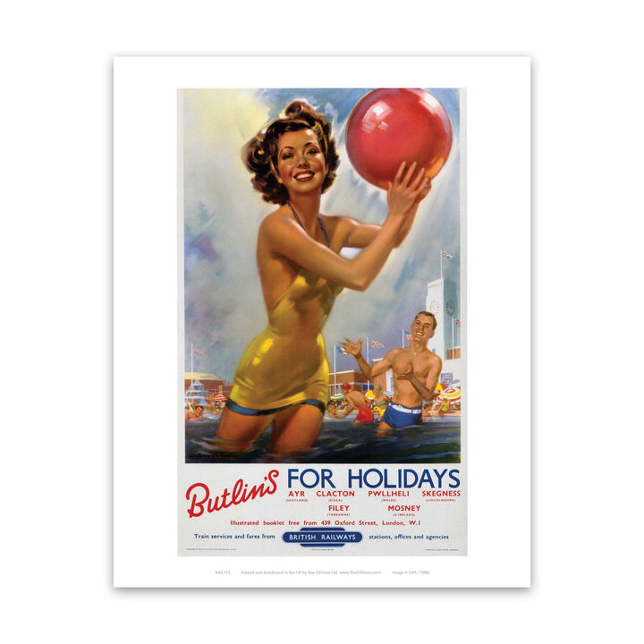 Butlins for Holidays - Ayr Clacton Pwllheli Skegness Filey Mosney Art Print