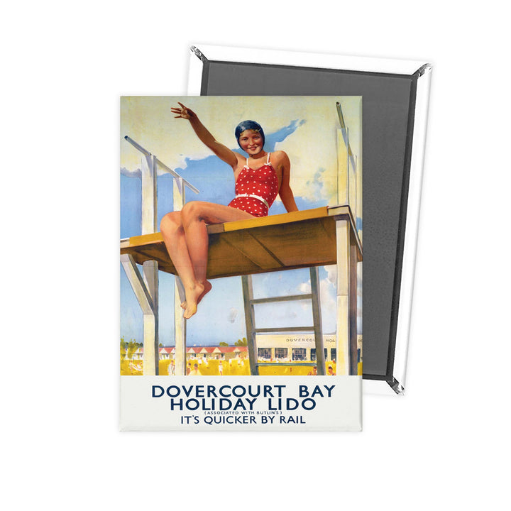 Dovercourt bay holiday lido - Red swimsuit Fridge Magnet