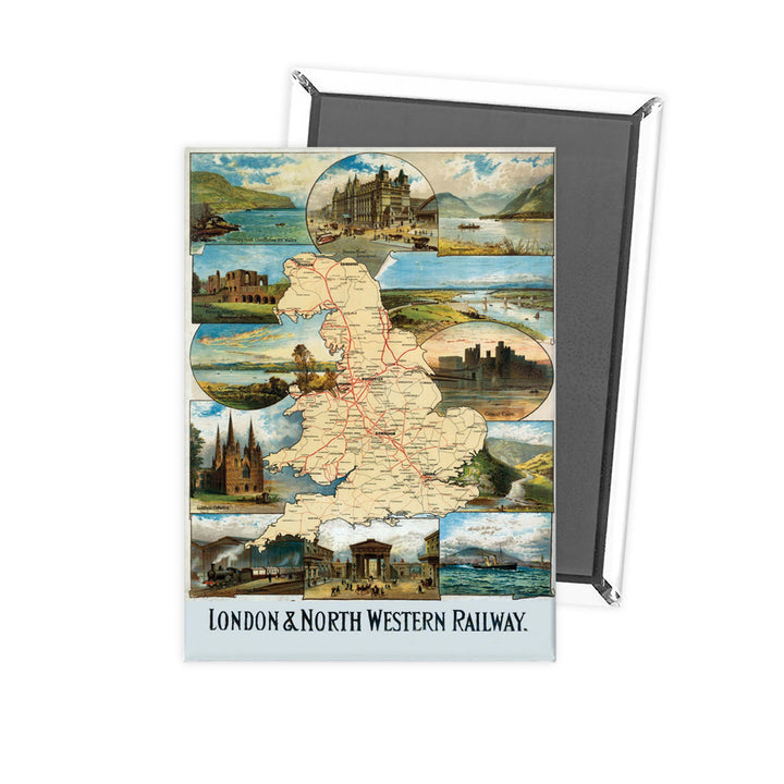 UK Map London and north Western Railway Fridge Magnet