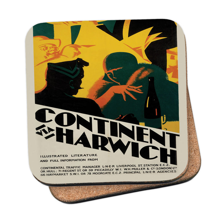 Continent via harwich - Illustrated Literature Coaster