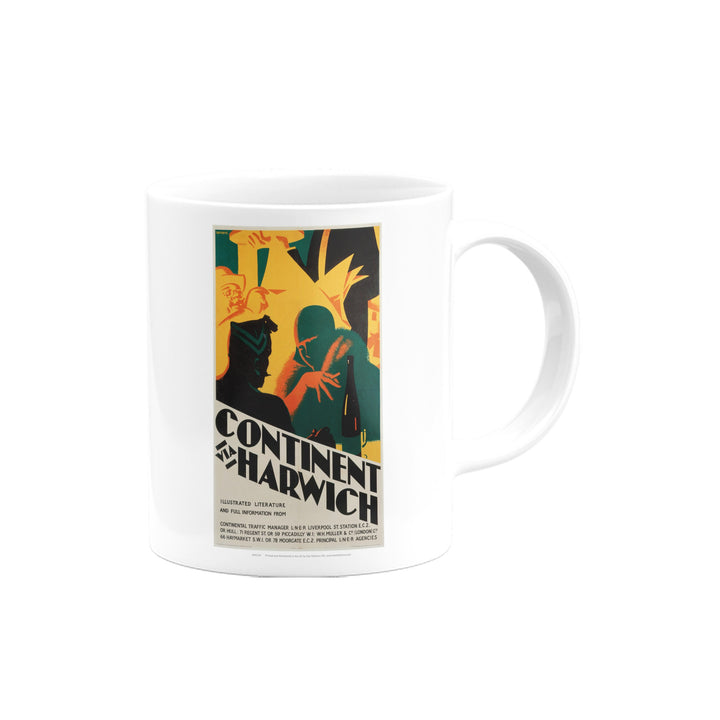 Continent via harwich - Illustrated Literature Mug