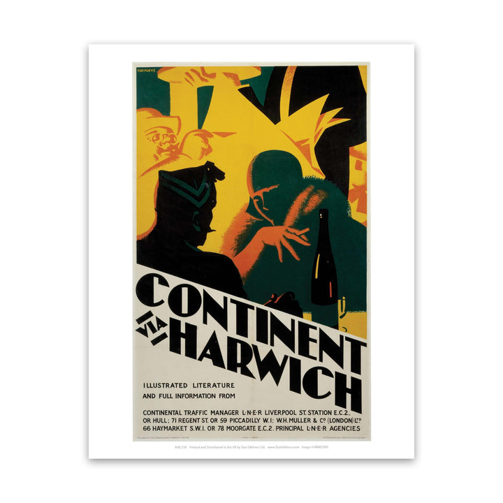 Continent via harwich - Illustrated Literature Art Print