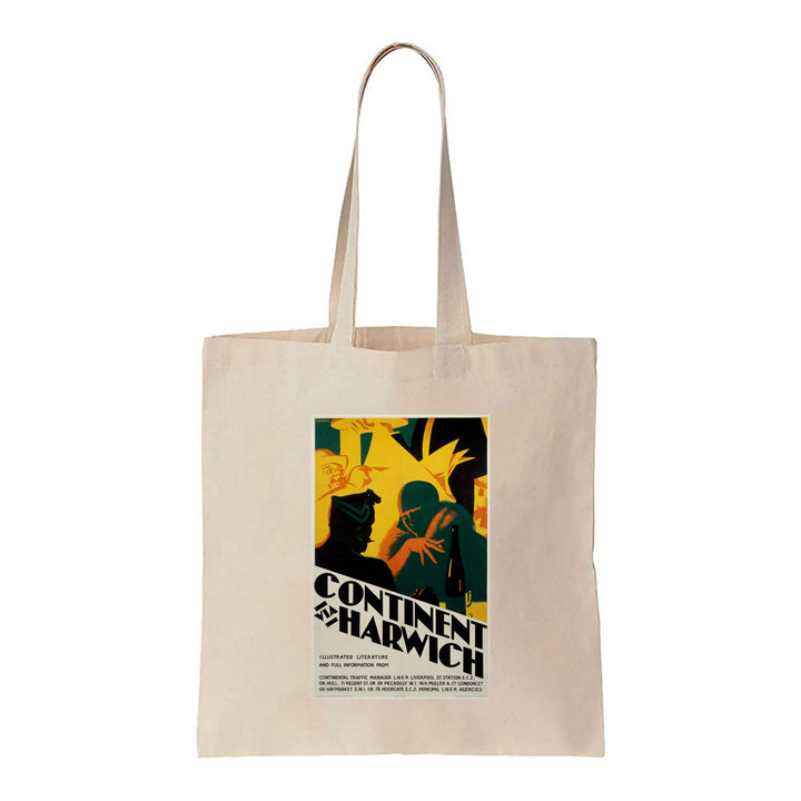 Continent via harwich - Illustrated Literature - Canvas Tote Bag