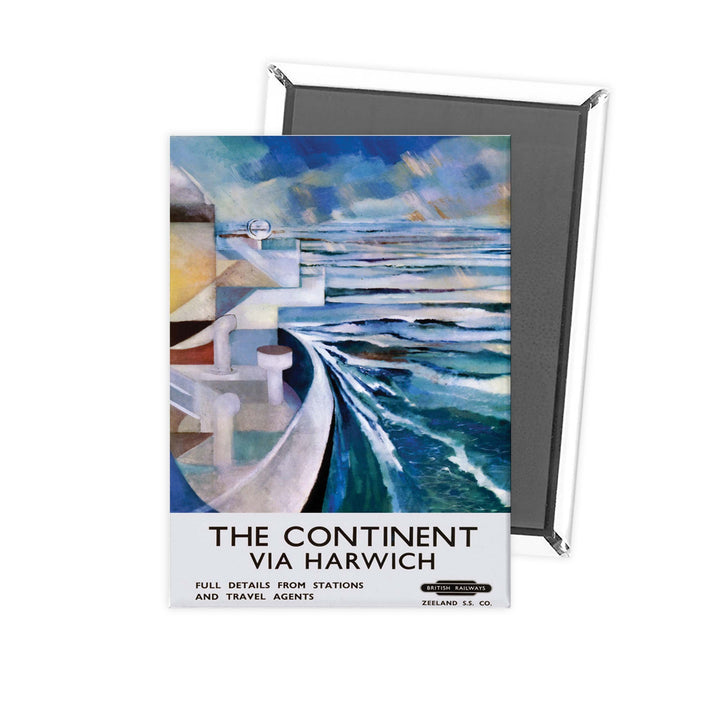 Continent Via Harwich - Boat at sea painting Fridge Magnet