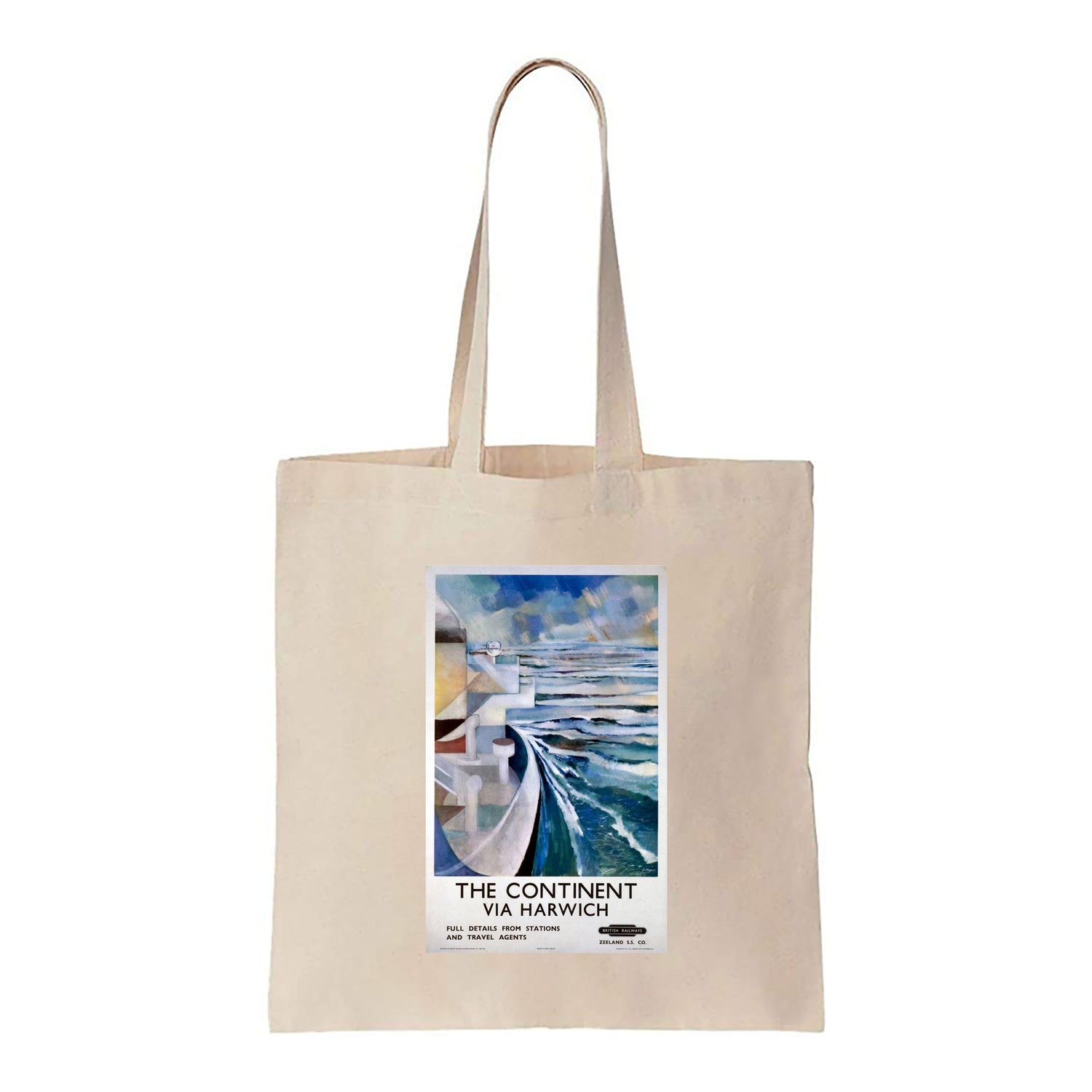 Continent Via Harwich - Boat and Sea - Canvas Tote Bag