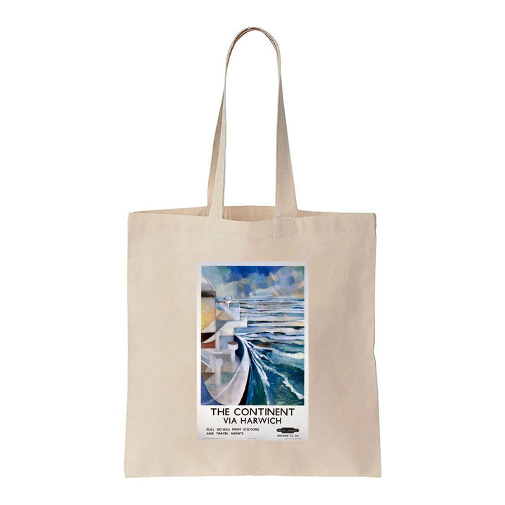 Continent Via Harwich - Boat and Sea - Canvas Tote Bag