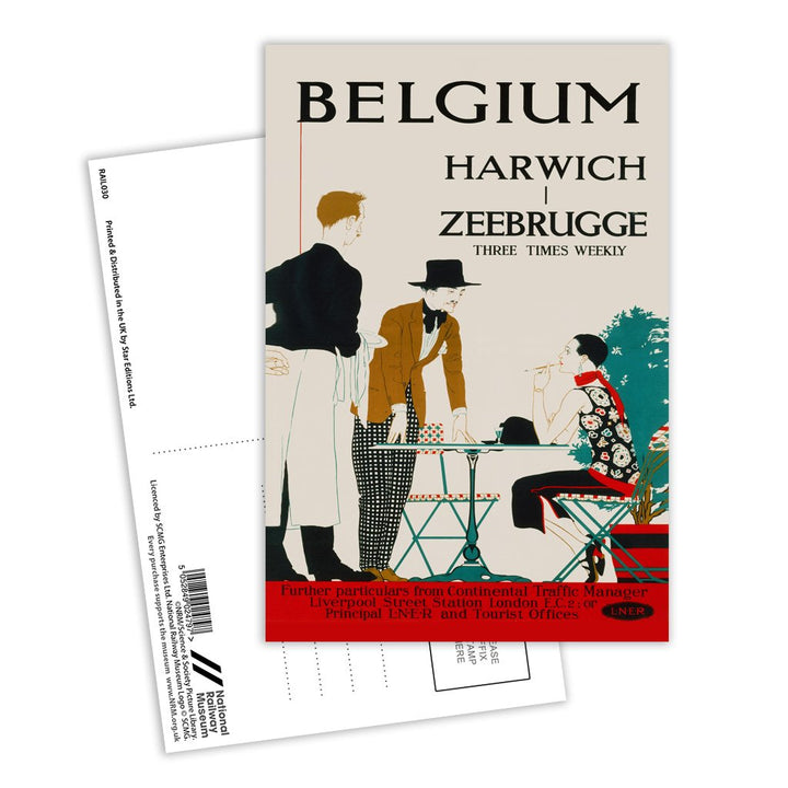 Belgium - Harwich to Zeebrugge restaurant Postcard Pack of 8