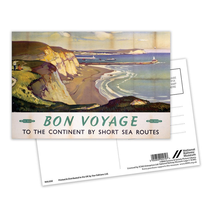 Bon Voyage - Continent by sea routes British Railways Postcard Pack of 8