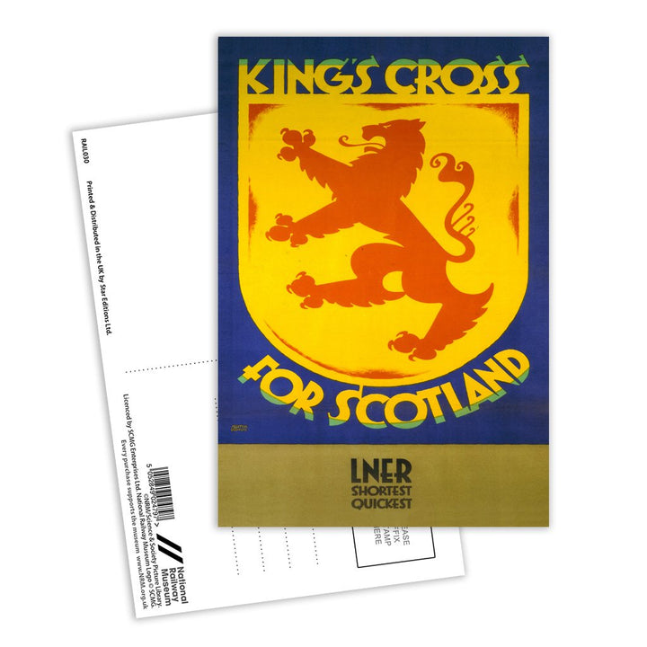 Kings cross for scotland shield LNER poster Postcard Pack of 8