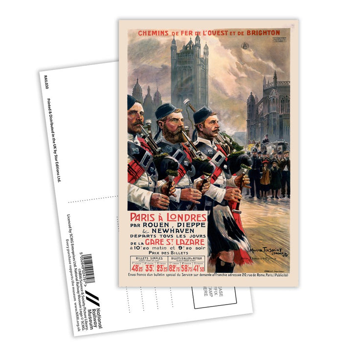 Paris a Londres bagpipe players Postcard Pack of 8
