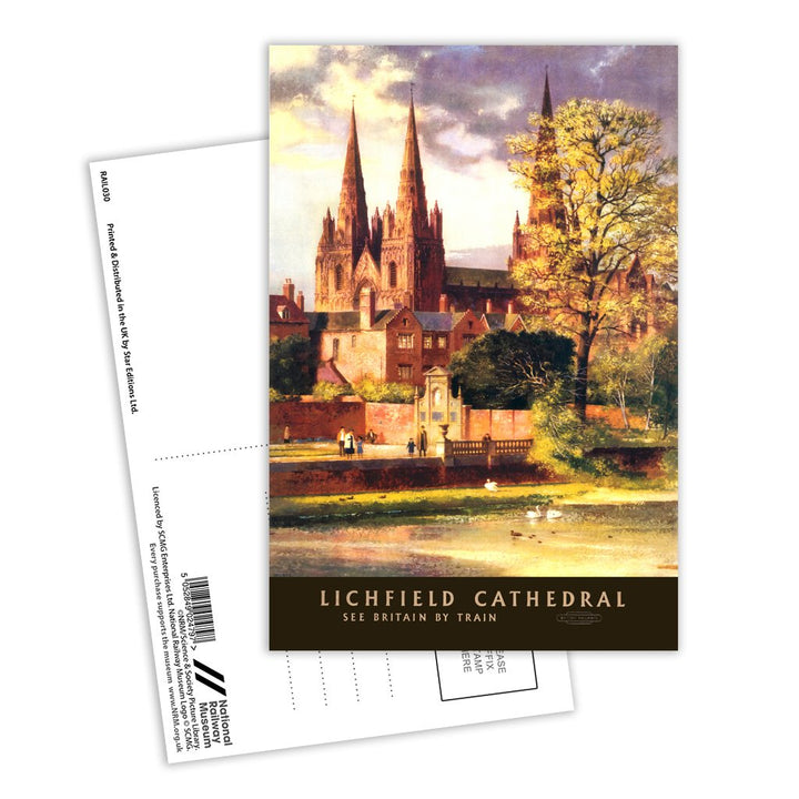 Lichfield Cathedral - See Britain by Train Postcard Pack of 8