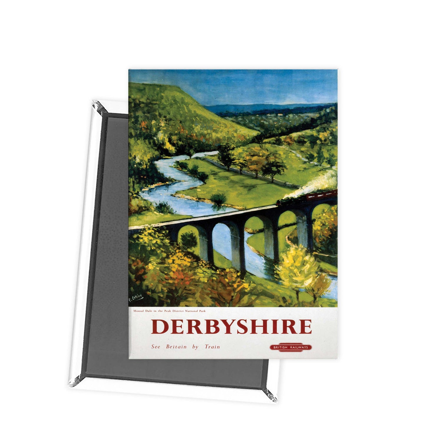 Derbyshire Viaduct - See britain by train valley Fridge Magnet
