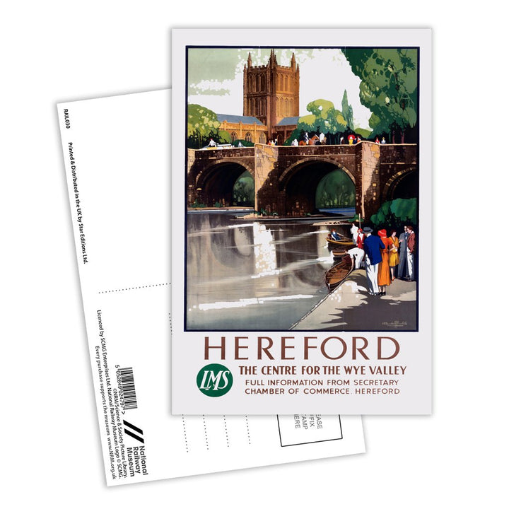 Hereford The Center for the Wye valley - LMS Postcard Pack of 8