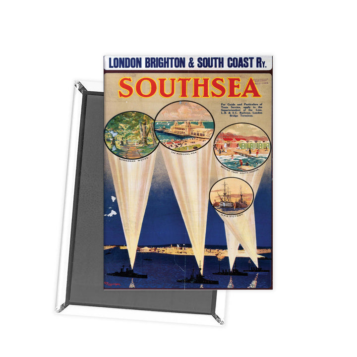 Southsea nightime - 4 Boat spotlights Fridge Magnet