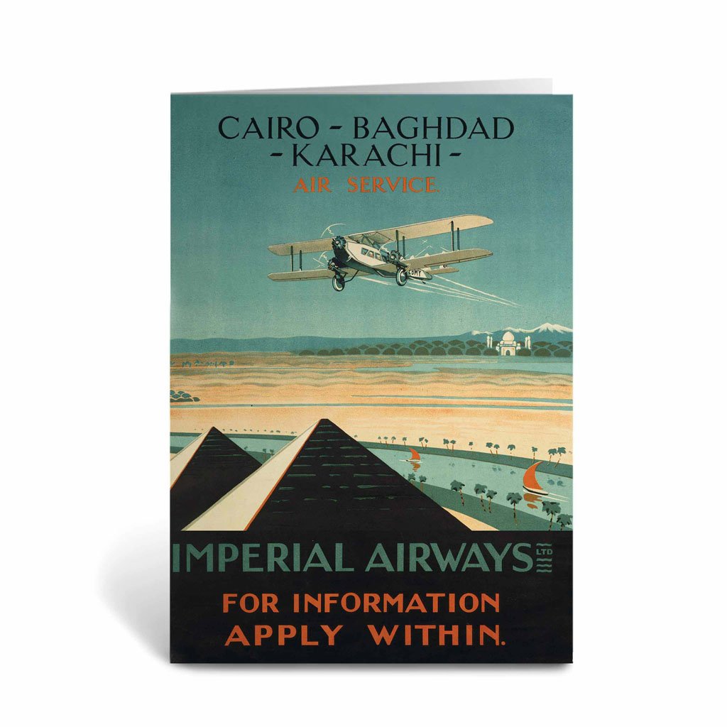 Imperial Airways - Cairo Baghdad Karachi Air service Greeting Card
