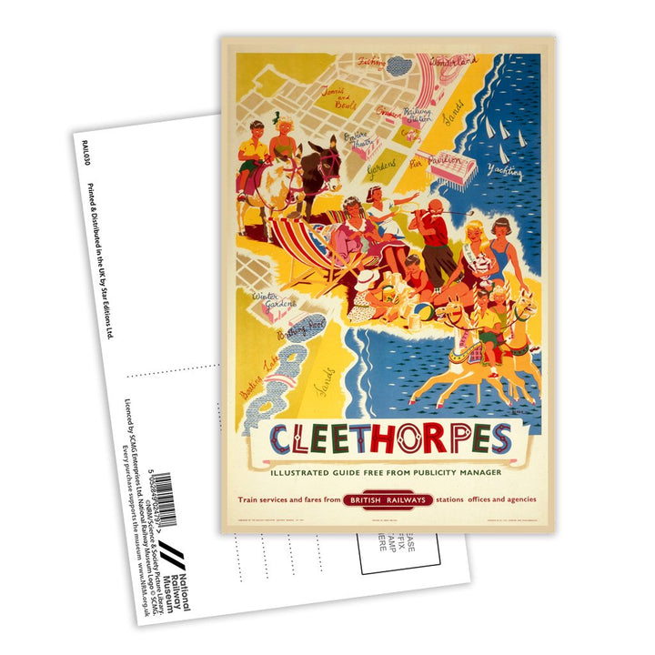 Cleethorpes - Beach map British Railway Postcard Pack of 8