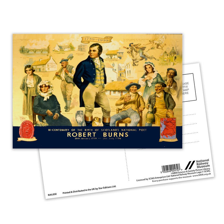 Robert Burns - See Scotland by Train Postcard Pack of 8