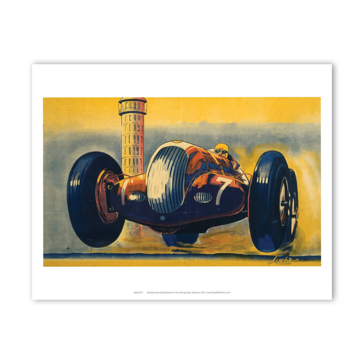 Number 7 Race car Art Print