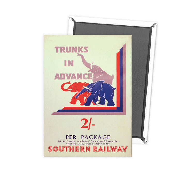Trunks in advance - 3 Elephants Southern Railway Fridge Magnet