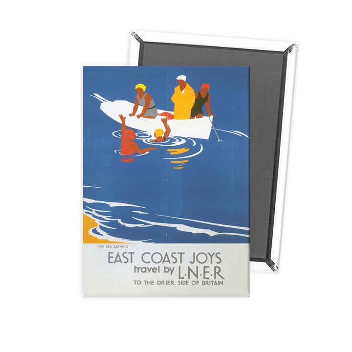 East Coast Joys - Sea Bathing with rowing boat LNER - RAIL808 Fridge Magnet