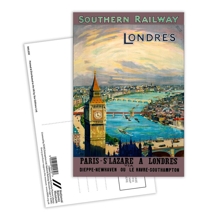 Southern Rail - Londres to Paris St Lazare Postcard Pack of 8