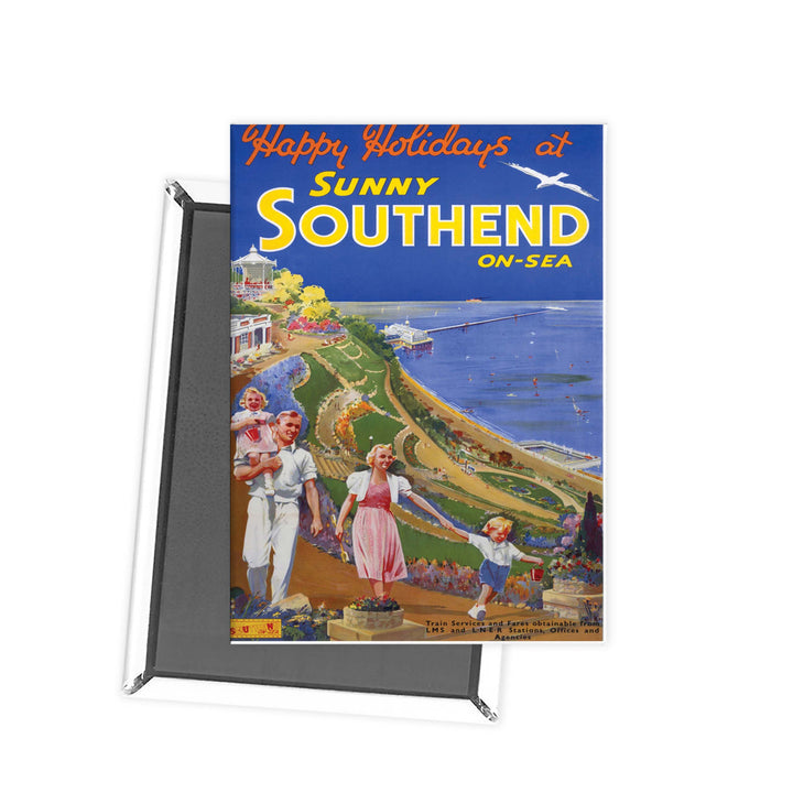 Happy Holidays at sunny Southend-on-sea - family at the gardens Fridge Magnet