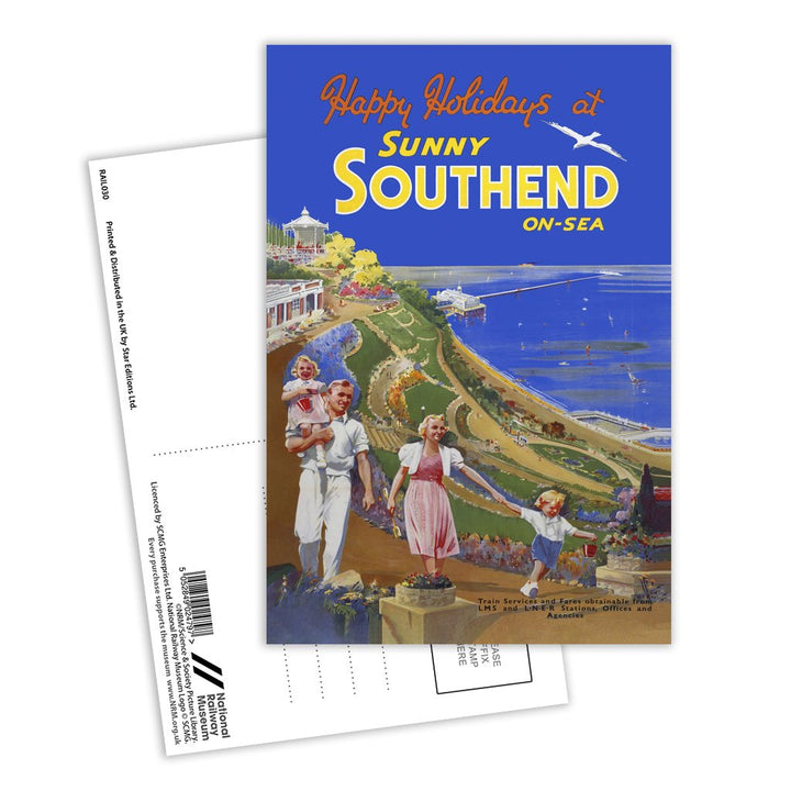 Happy Holidays at sunny Southend-on-sea Postcard Pack of 8