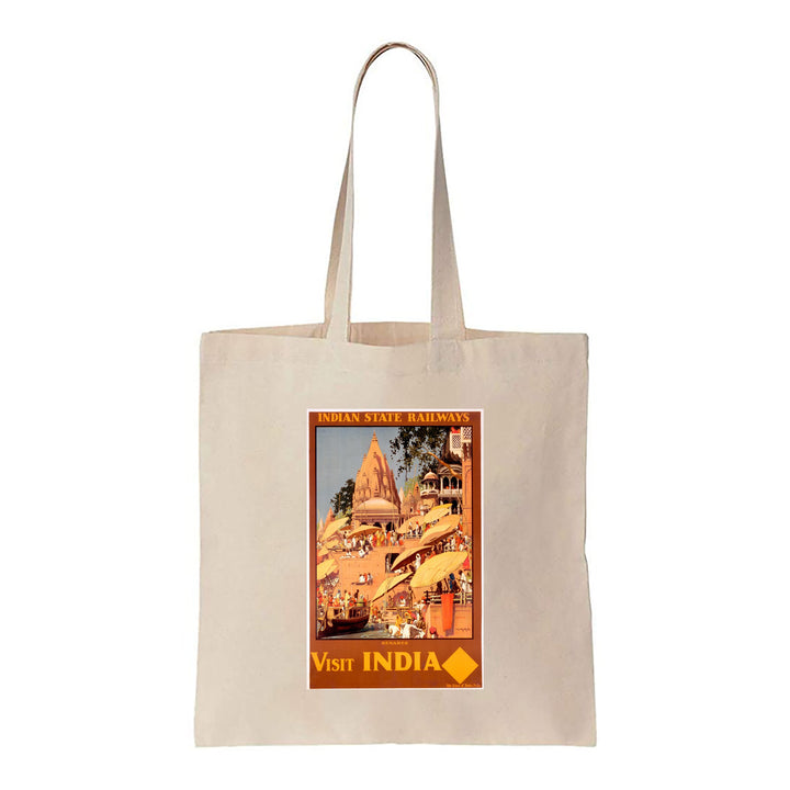 Visit India, Benares - Indian State railways - Canvas Tote Bag