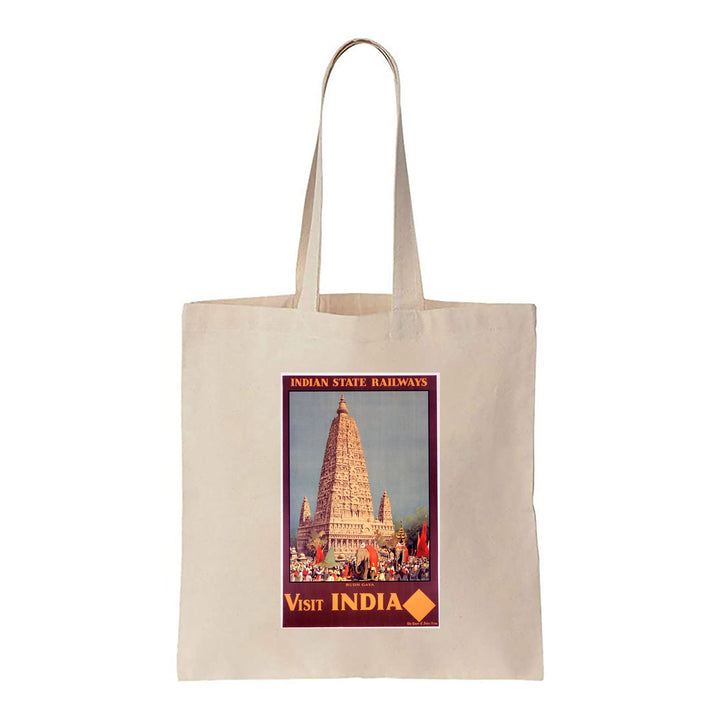 Visit India, Budh Gaya - Indian State Railways - Canvas Tote Bag