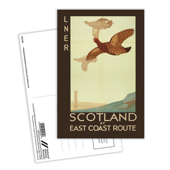LNER Scotland by East coast route - Grouse Postcard Pack of 8