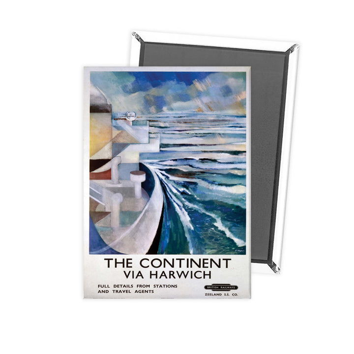 The Continent - Via Harwich Ship painting British Railways Fridge Magnet