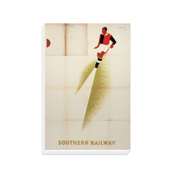 Southern Railway - Red and Black Football Player - Canvas