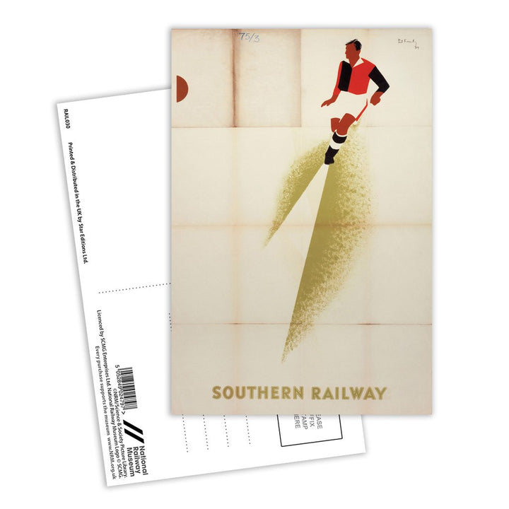 Southern Railway - Red and Black Football Player Postcard Pack of 8