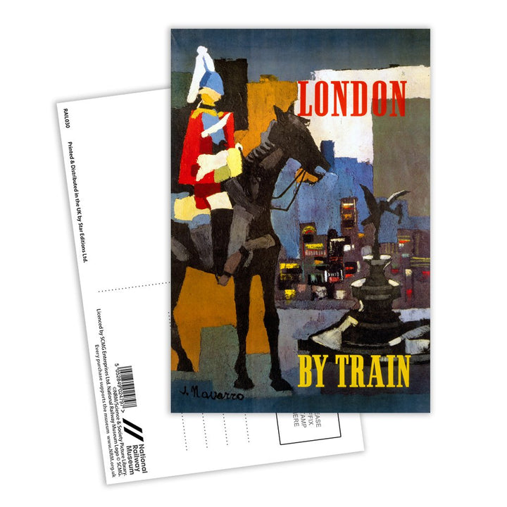 London by train - Royal horseback guard abstract Postcard Pack of 8