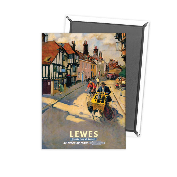 Lewes county of sussex - Go there by train british railways Fridge Magnet