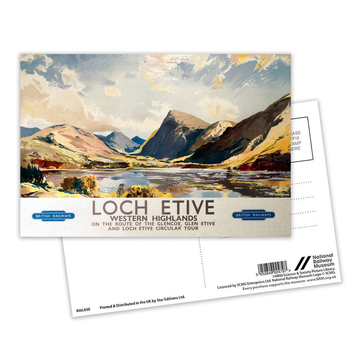 Loch Etive Western Highlands - On the route of the Glencoe Postcard Pack of 8