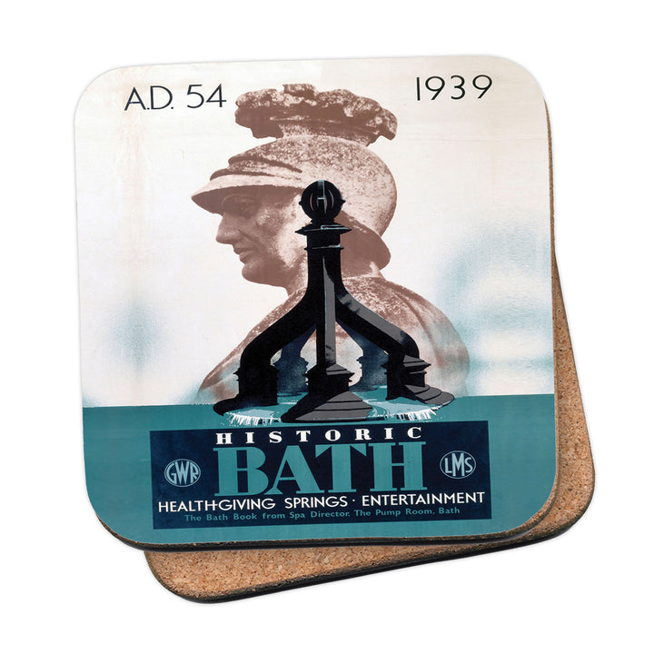 Historic Bath Healthgiving Springs and Entertainment - LMS and GWR Poster Coaster